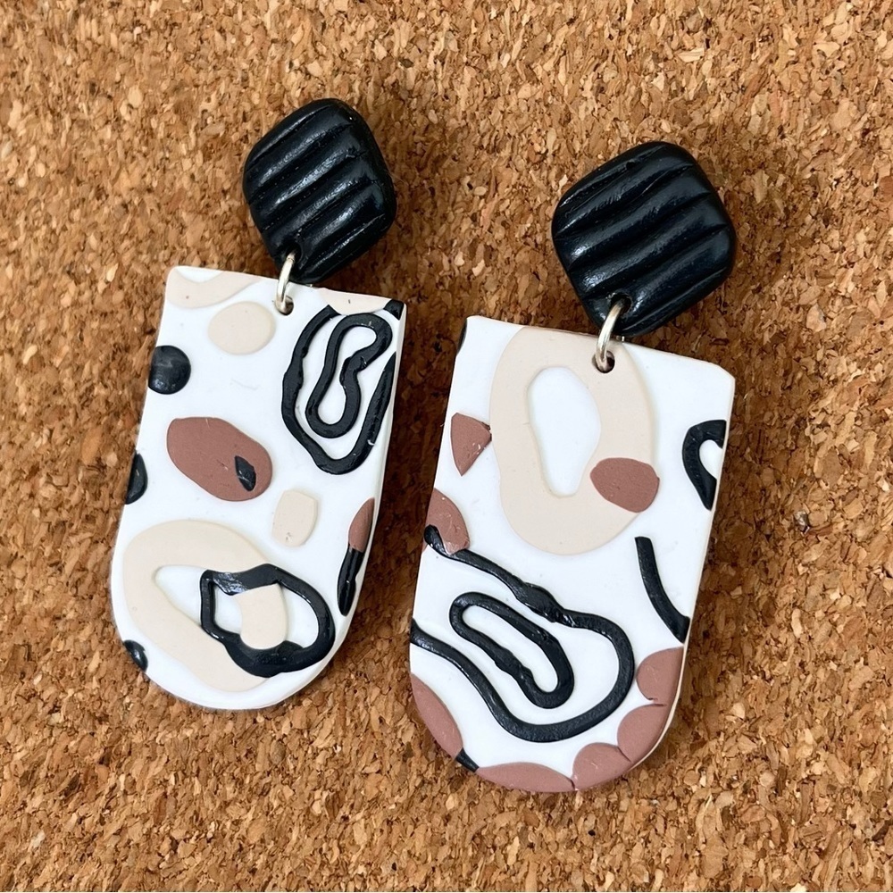 Abstract Neutrals Handmade Earrings